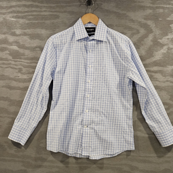 Bonobos SZ S Blue White Check Wrinkle Free Tailored Fit Long Sleeve Button Down - Picture 1 of 8